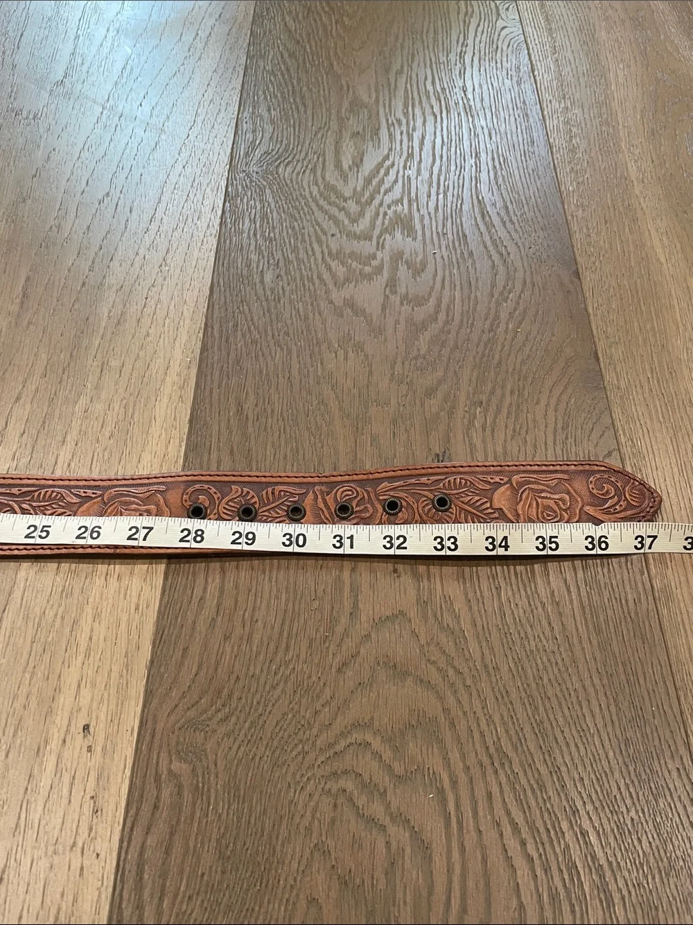 Western Genuine Leather Tooled Belt Floral Design